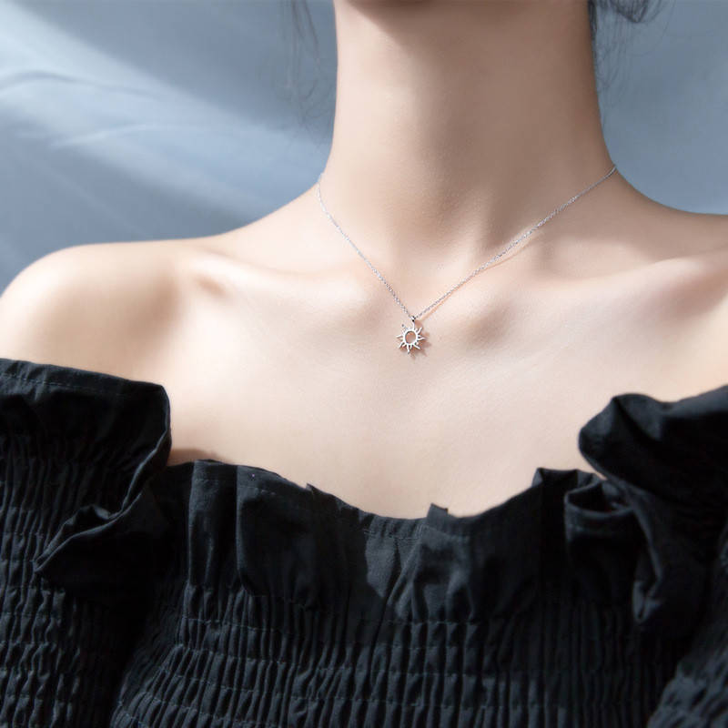 

Подвеска серебряная Солнце, цепочка + кулон из серебра 925 пробы, этническое украшение, длина 40+4 см