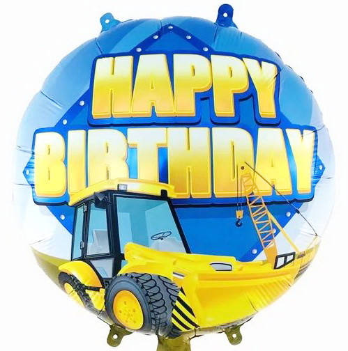 

Фольговані кулі коло "Happy Birthday" Экскаватор. Диаметр: 18"(45 см).