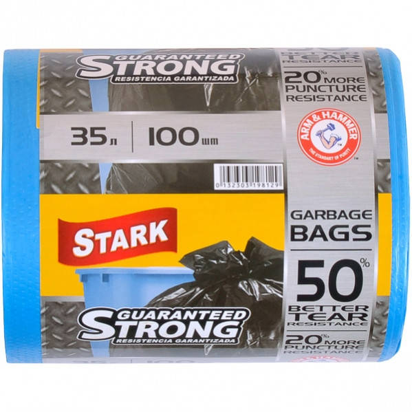 

Мусорный пакет прочный 35л 100шт/уп STARK синий