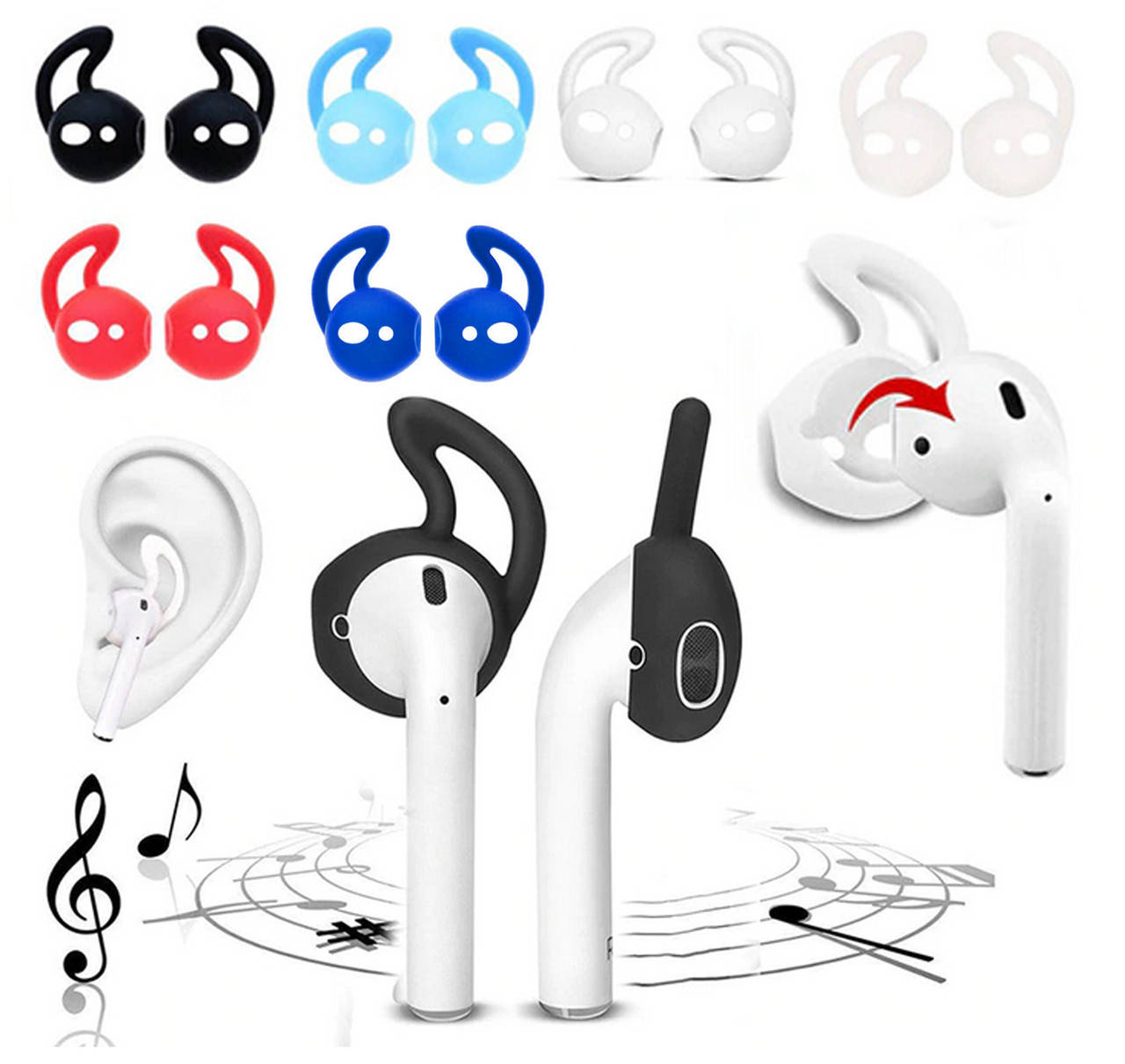 

Амбушюры (накладки) для Apple iPhone EarPods Airpods спортивные, фиксаторы airpods, Разные цвета