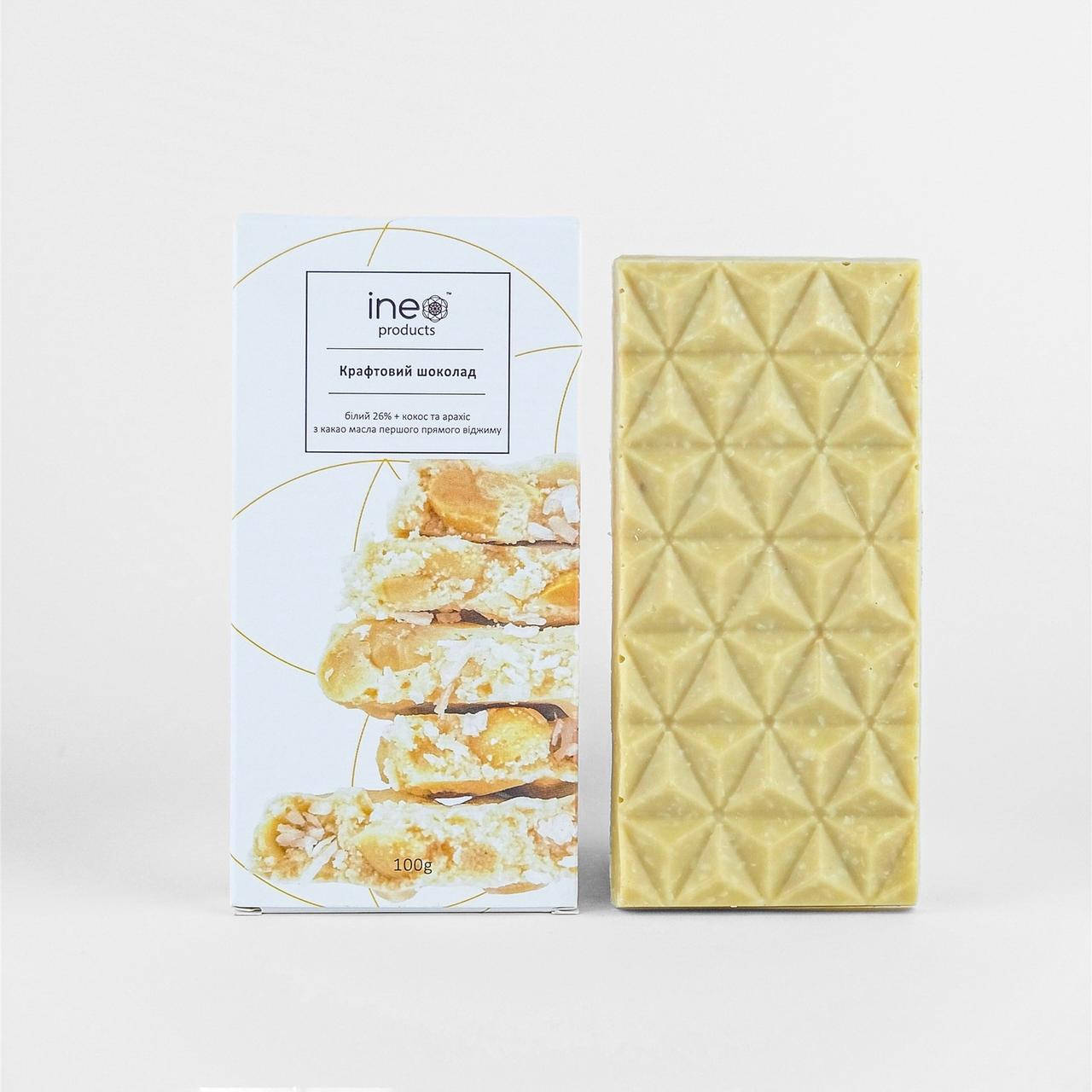 

Крафтовый шоколад Ineo Products белый с кокосом и арахисом 100 г