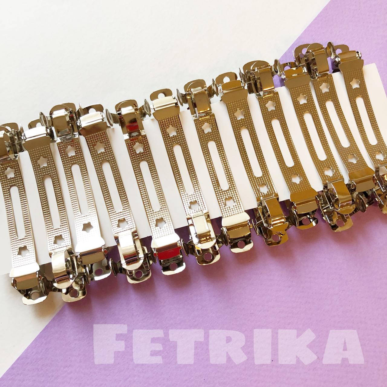 

Заколка-автомат основа-заготовка, 8 см, Серебристый