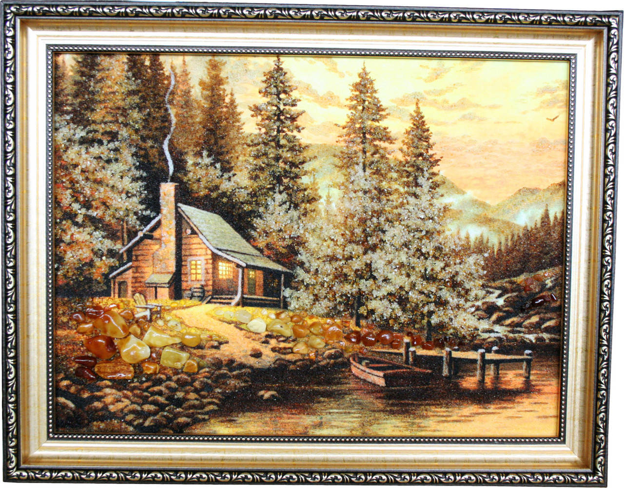 

Картина из янтаря "Охотничья хижина" (37 x 47 см) B085