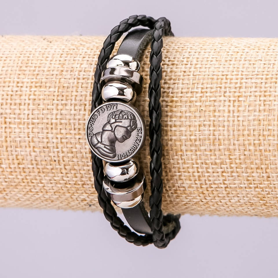 

Браслет "Монета" L-21см s-15мм эко кожа черная