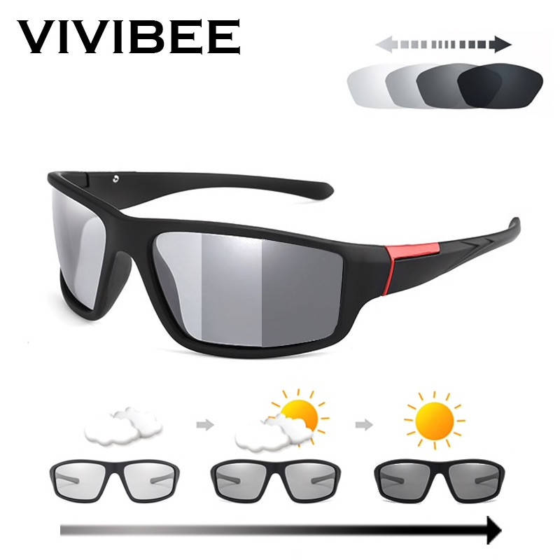 

Очки солнцезащитные фотохромные VIVIBEE V4029 спортивные черно-красная оправа, Черный