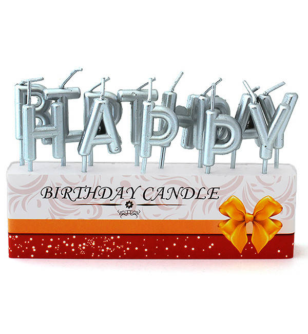 

Свечи в торт "Happy Birthday", цвет серебро, набор 13 шт