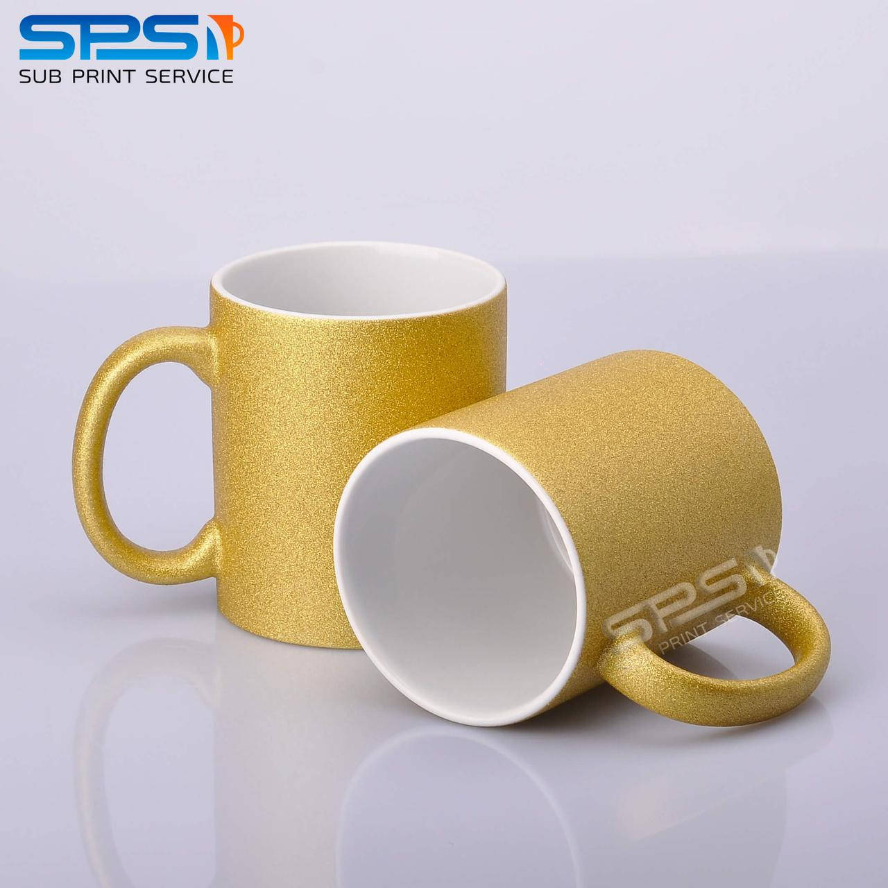 

Чашка для сублимации Глиттер 330мл (насыщенное золото)