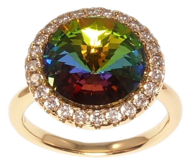 

Кольцо Xuping Позолота 18K с кр-ми Swarovski "Кристалл Vitrail Medium обрамление циркония ø 16мм"р.19,19.5