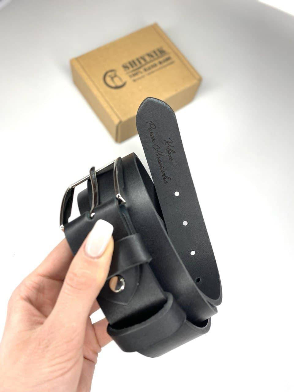 

Кожаный ремень 4 см черный