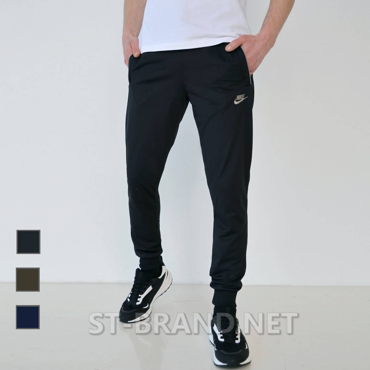 

Остался размер . Черные мужские спортивные штаны на манжете, Трикотаж лакоста, Черный