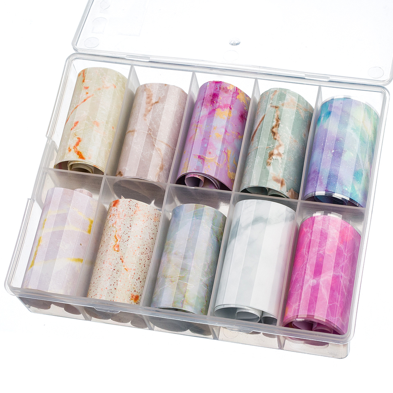 

Набір перекладної фольги у пластиковому боксі, 10 шт/уп, Мрамор, Разные цвета