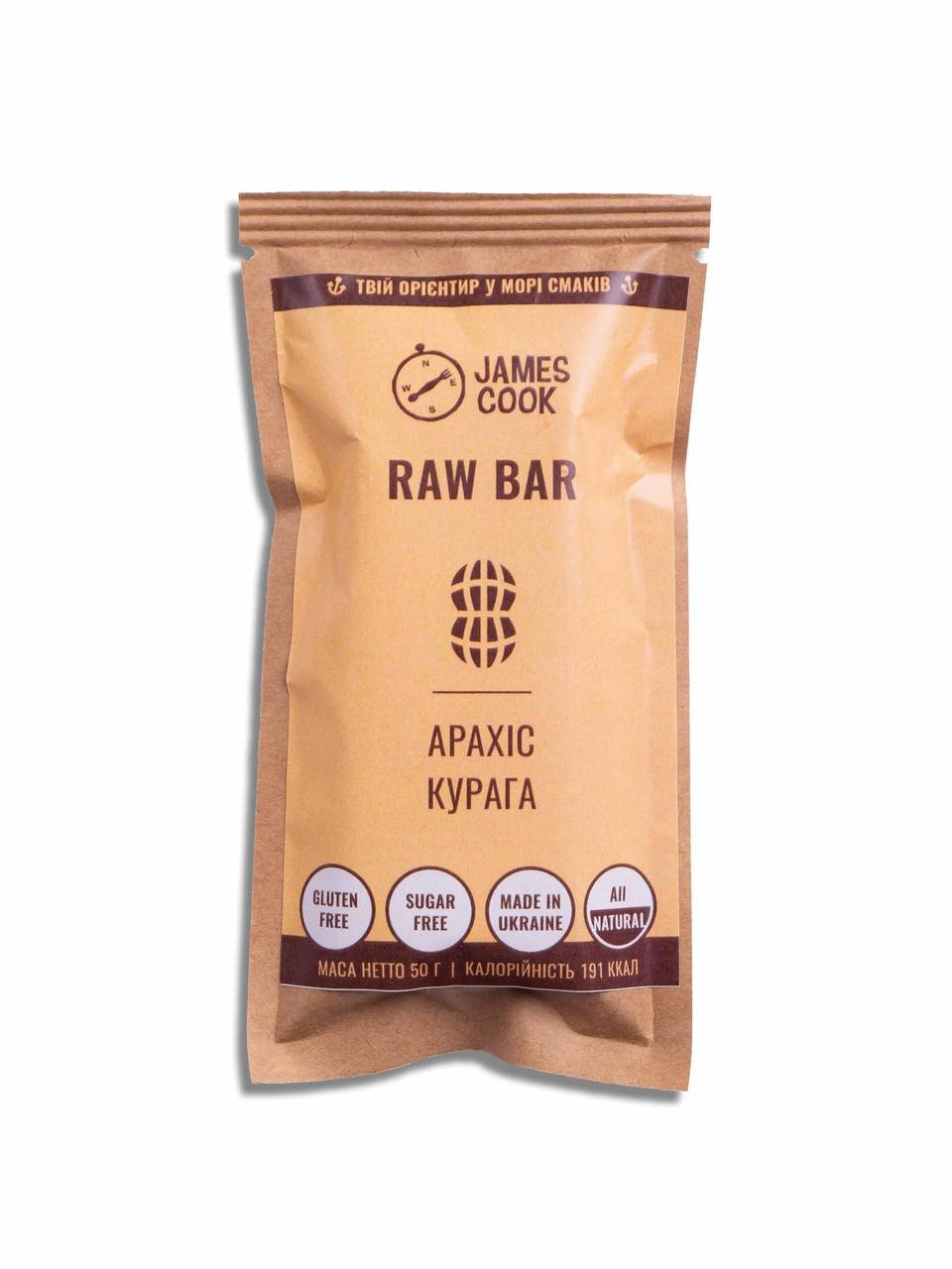 

Корисний батончик James Cook RAW BAR Арахіс-курага