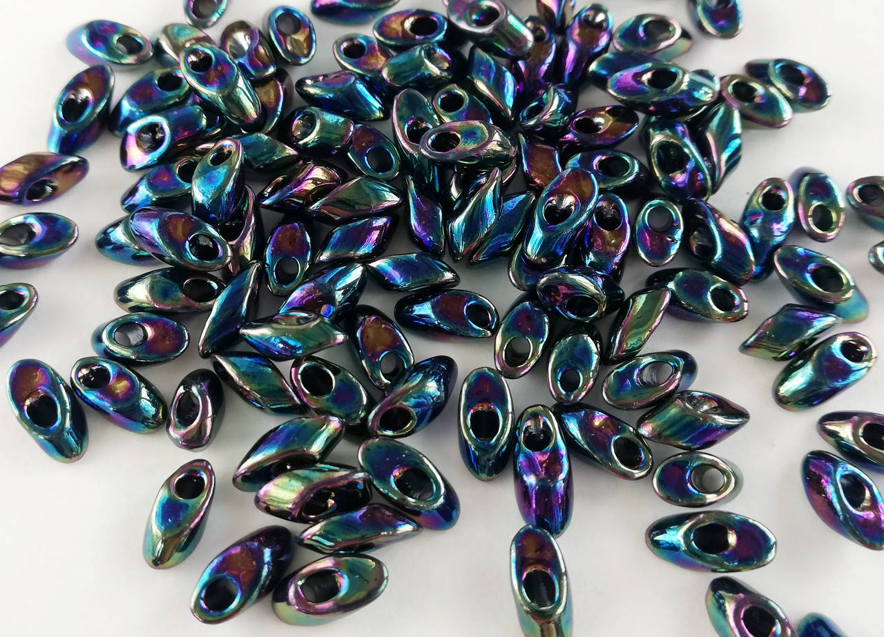 

Miyuki Long Magatama (LMA) 4 x 7 mm 455 Metallic Variegated Blue Iris