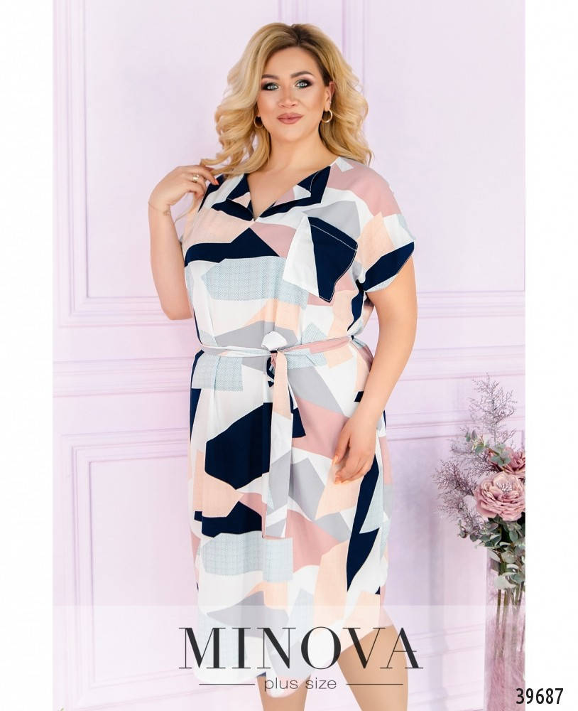 

Интересное платье Plus size с абстрактным принтом , размер 50-52
