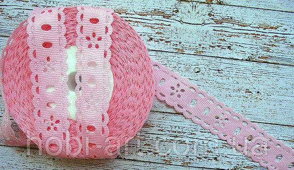 

Стрічка репсова з перфорацією 20 мм рожева (квіточка)