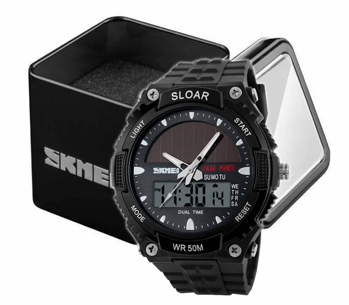

Часы Skmei 1049 наручные мужские спортивные на солнечной батарее черные