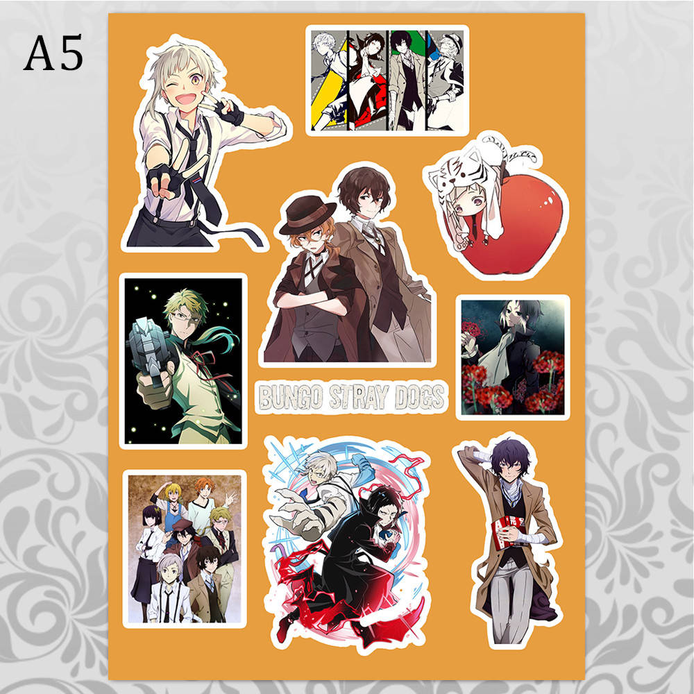 

Стикеры Аниме Bungou Stray Dogs без порезки, Разные цвета