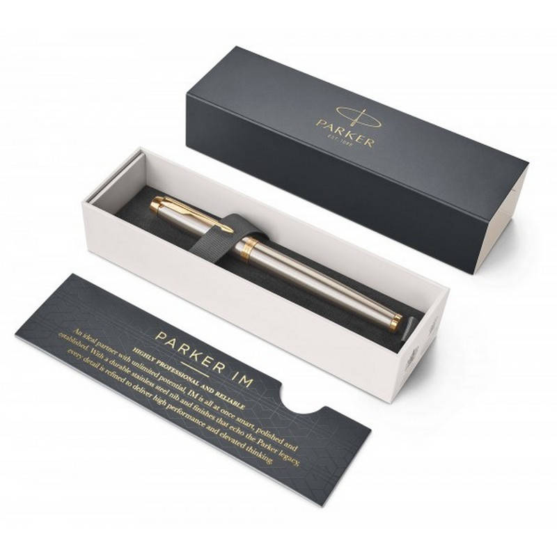 

Ручка Parker IM Brushed Metal ролер з позолотою