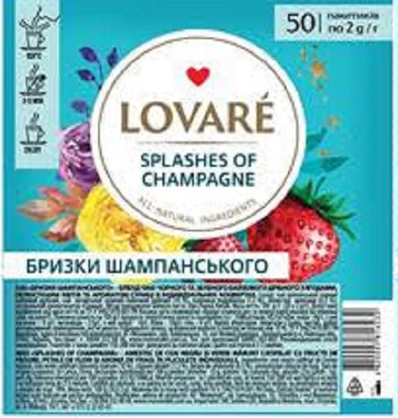 

Чай "LOVARE" 50п*2г Бризки Шампанського в прозорій плівці (1/9)