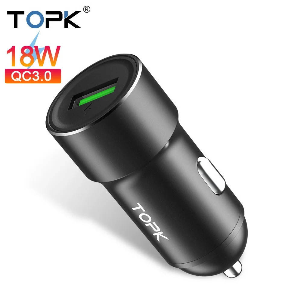 

Автомобильное зарядное устройство Topk G102Q USB Быстрая зарядка QC 3.0 18W Black