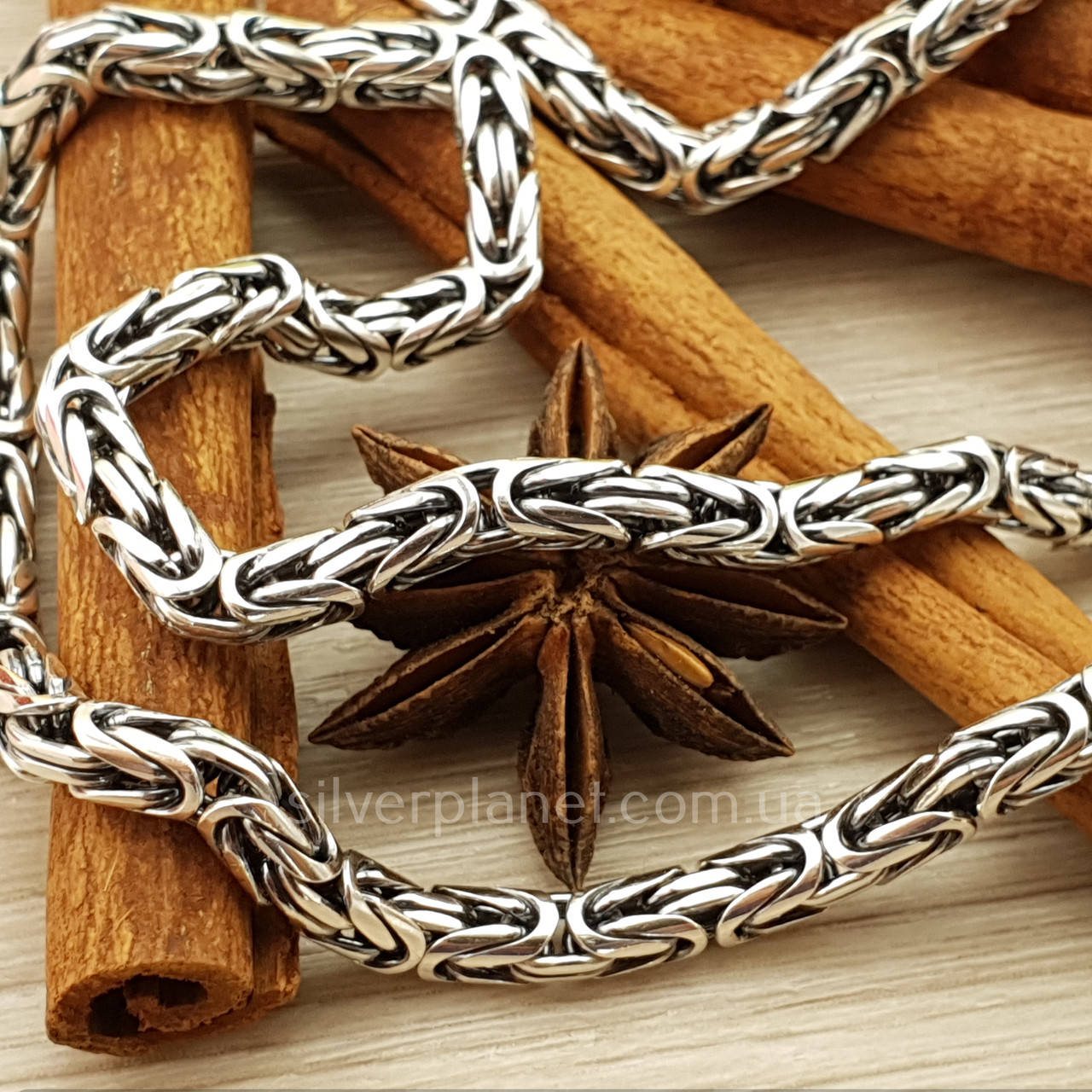 

Серебряная цепочка мужская Лисий хвост (Черненый фокс). Цепь серебро 925