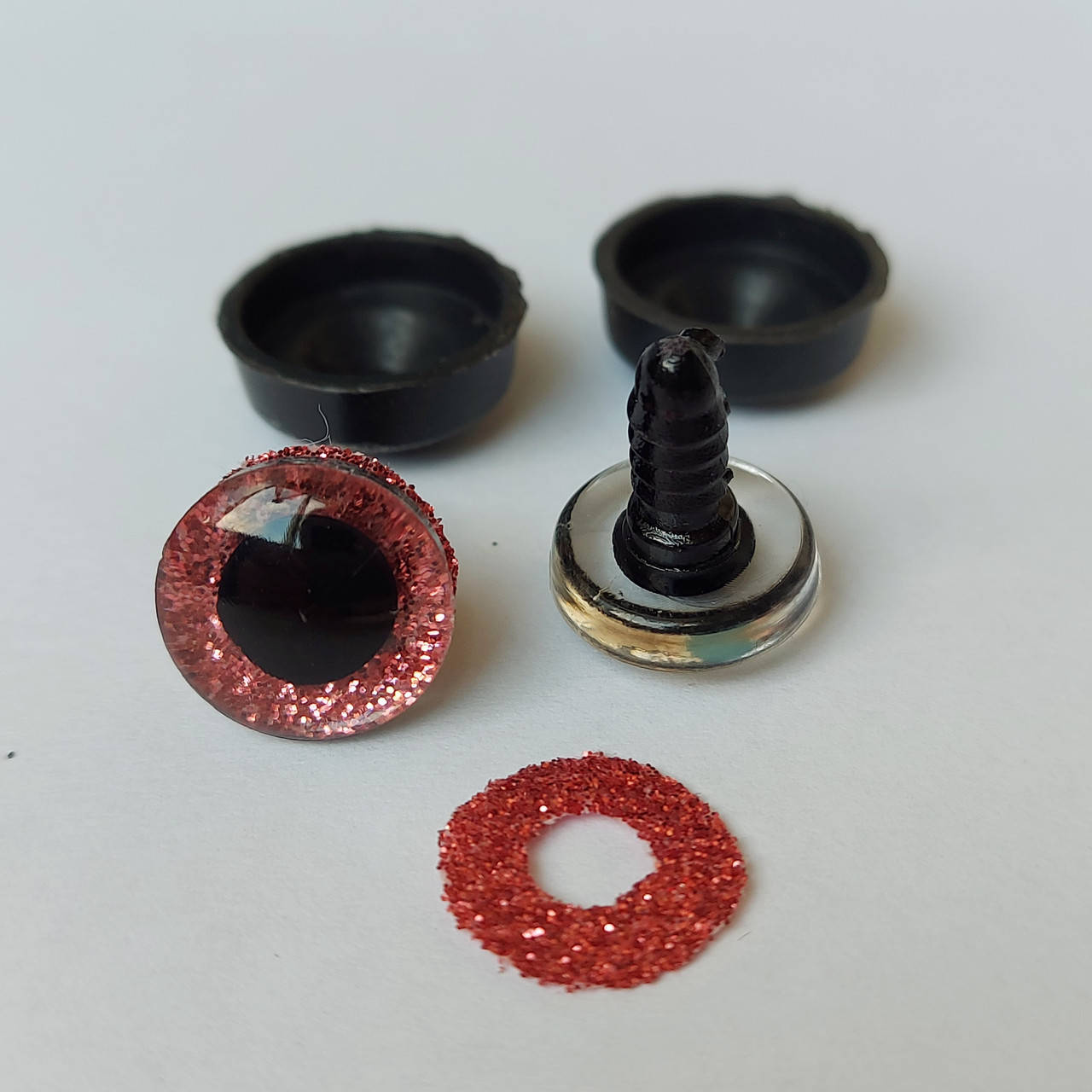 

Глазки трапеция 14 мм глиттер розовый коралл(второй сорт)безопасные , пара