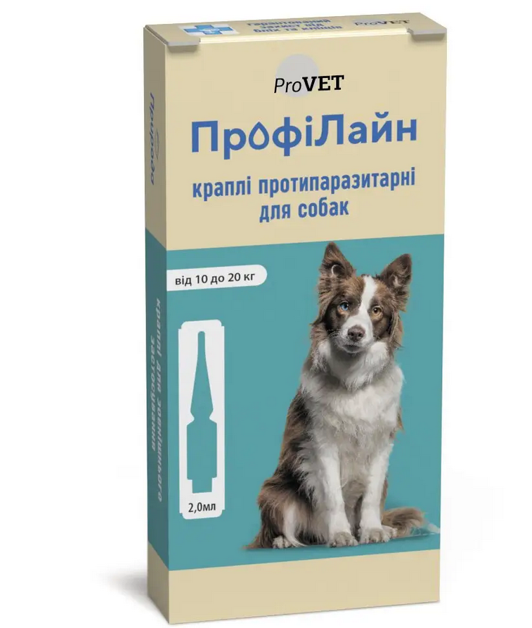 

ProVet ПрофиЛайн капли от блох и клещей для собак от 10 до 20кг (1 пипетка)