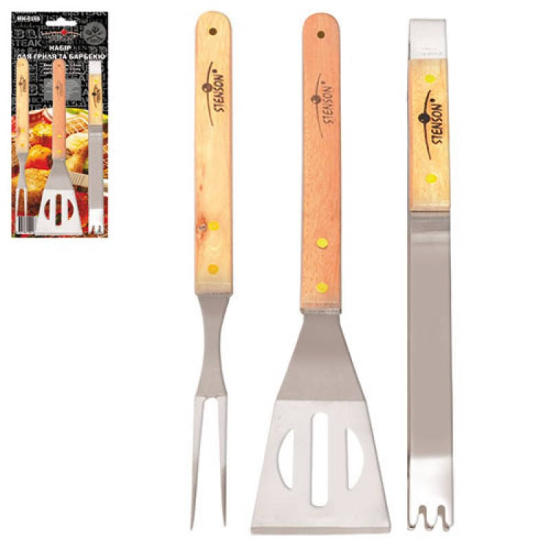 

Набор для барбекю и гриля (вилка, лопатка, щипцы) Stenson (MH-0166)