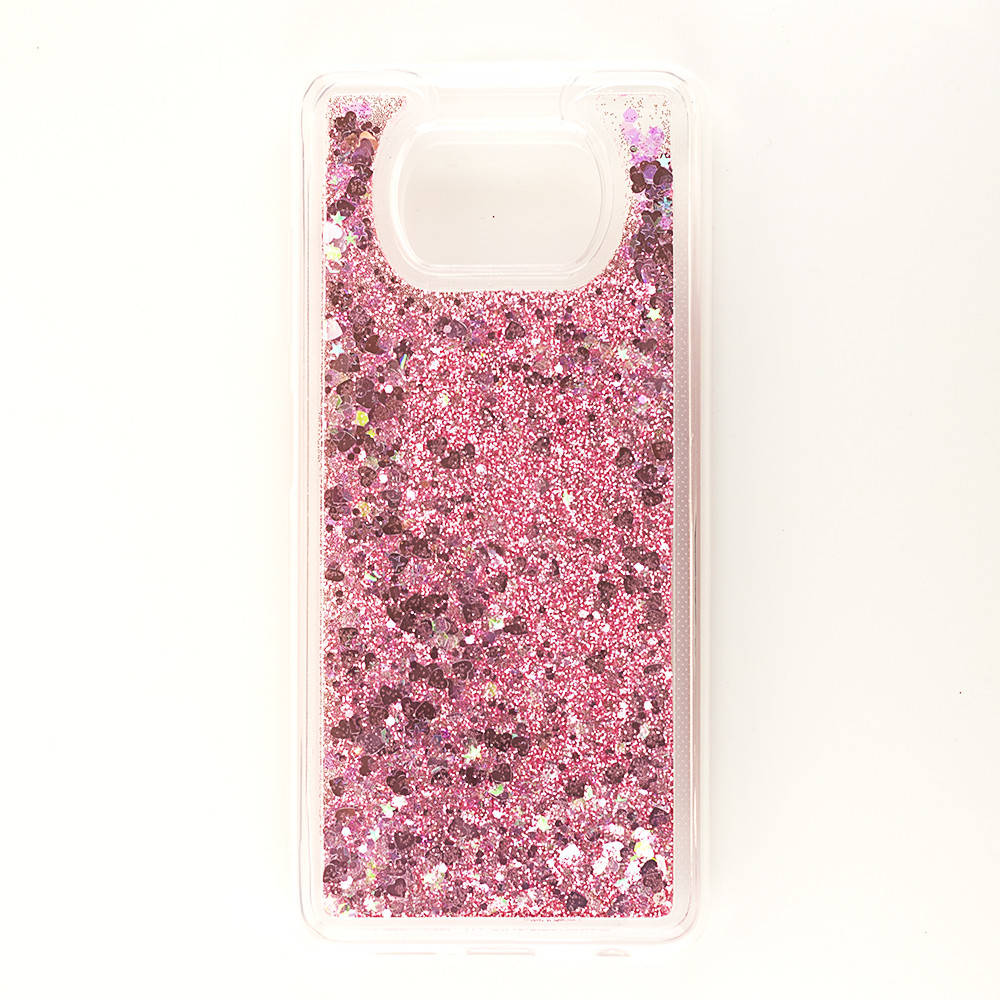 

Чехол Glitter для Xiaomi Poco X3 / X3 Pro бампер жидкий блеск Розовый