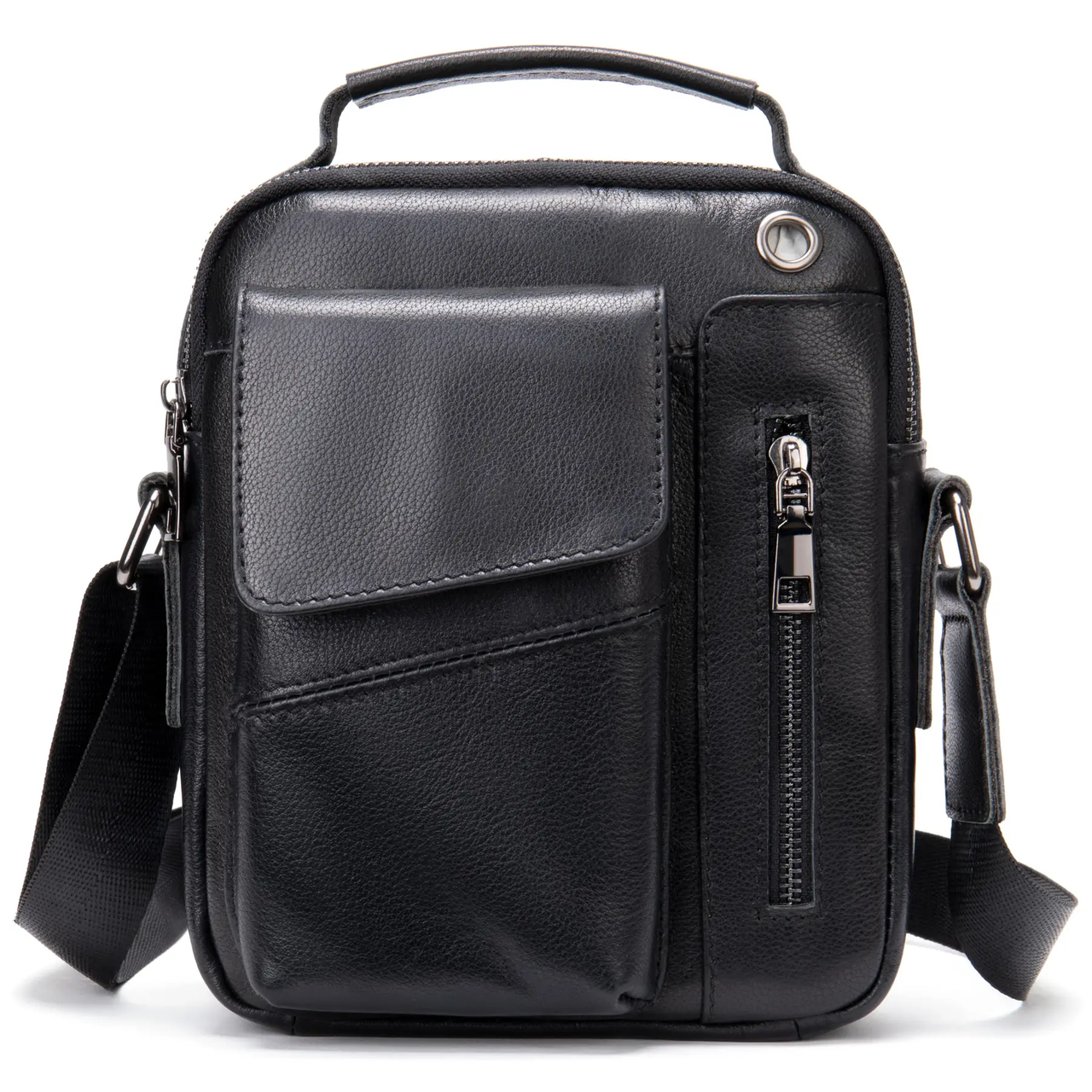 

Мужская кожаная сумка-мессенджер Tiding Bag A25-1278A Черная, Черный
