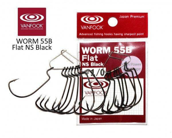 

Крючки Vanfook офсетные WORM55B Flat NS Black (#4/0 (4шт)) #1/0 (8шт)