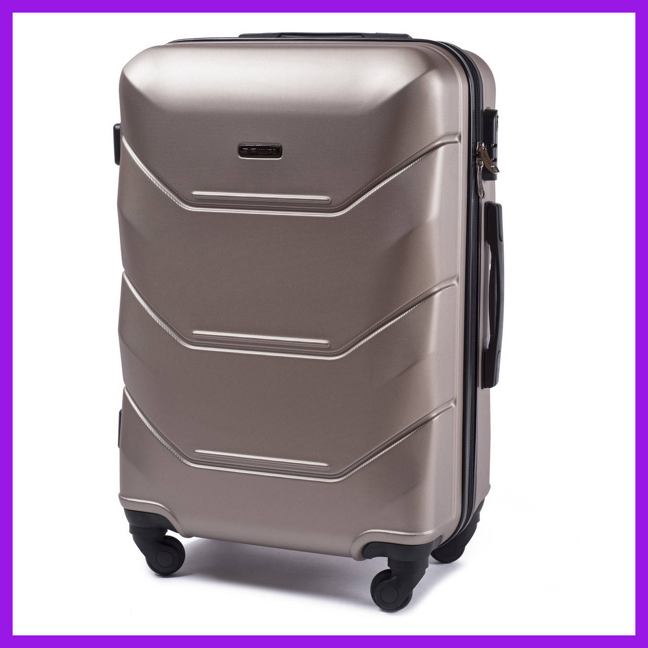 

дорожный пластиковый чемодан WINGS 147 на колесиках, размер L цвет шампань, поликарбонат + АВС