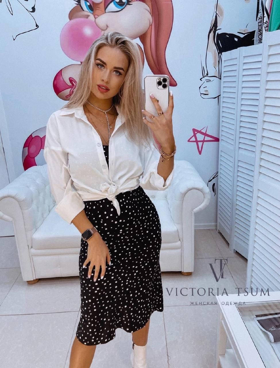 

Женский костюм двойка ( платье и рубашка) Черный, M