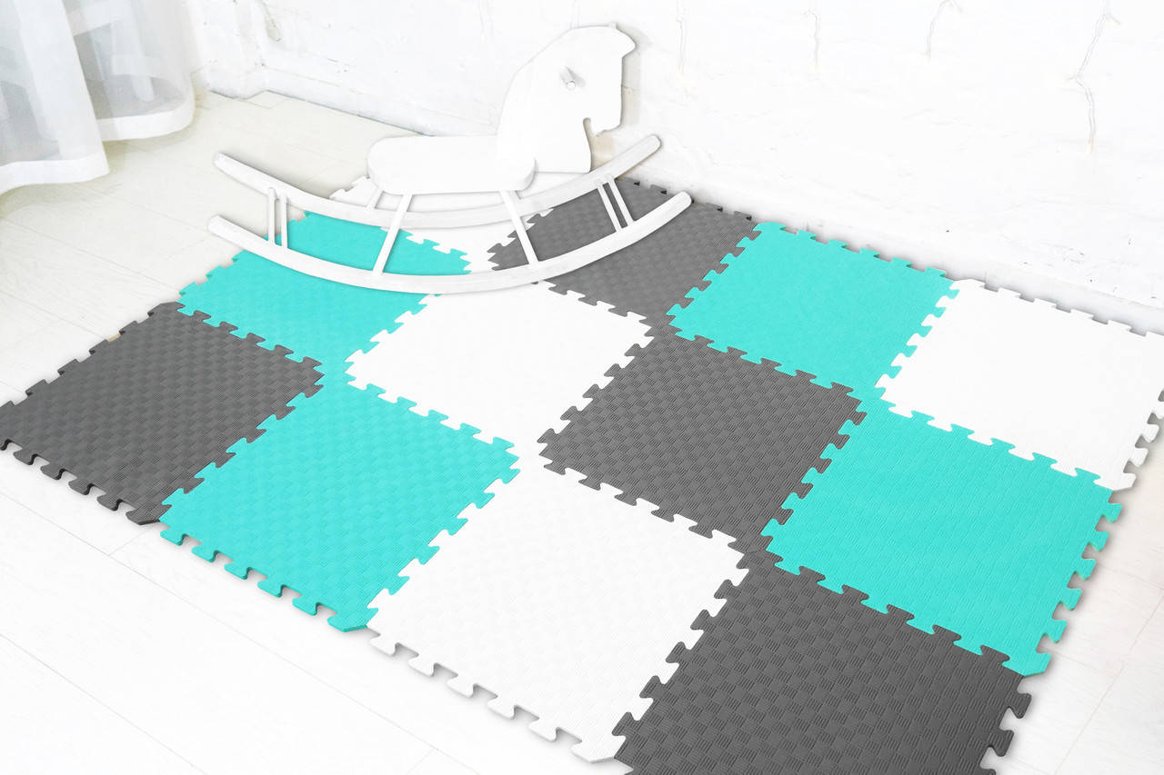 

Коврик-пазл "Радуга" Eva-Line 200*150*1 см Серый/Белый/Бирюзовый