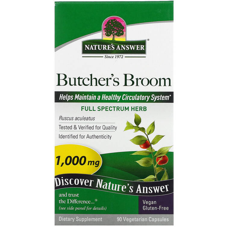 

Иглица колючая Nature's Answer "Butcher's Broom" 1000 мг (90 капсул)