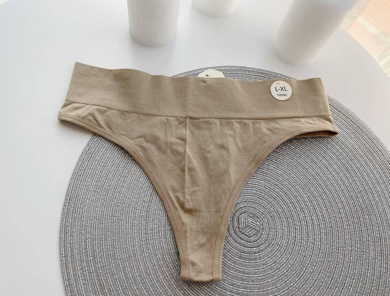 

Трусики американки стринги с высокой посадкой бежевые (телесные) L/XL, Бежевый