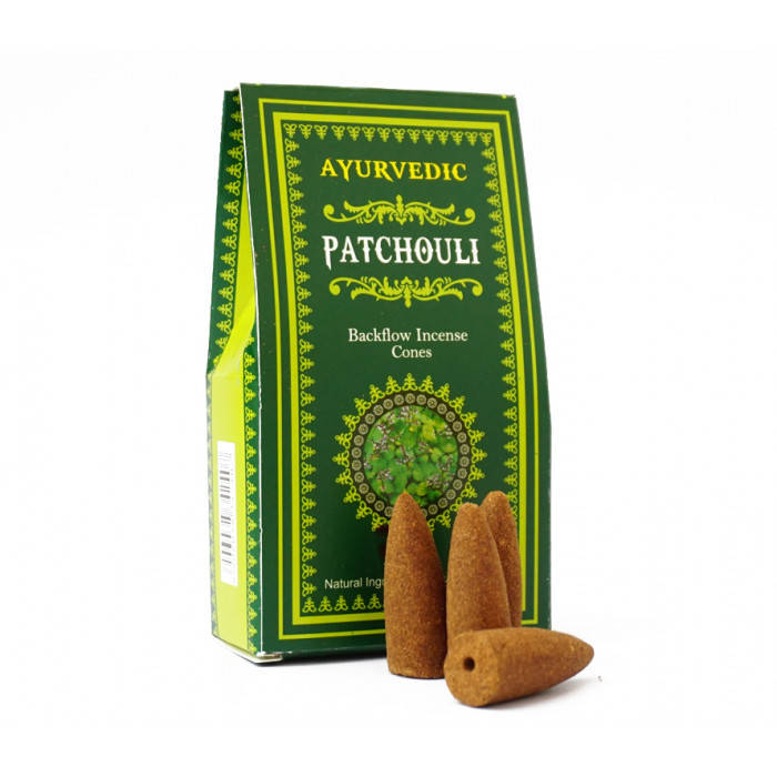 

Благовония Ayurvedic Back Flow Patchouli Пачули конусы 30 грамм