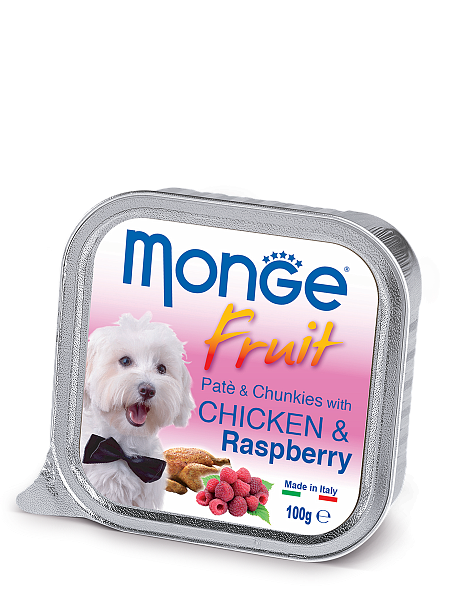 

Влажный корм для собак Monge Fruit Chicken & Raspberry 100 г