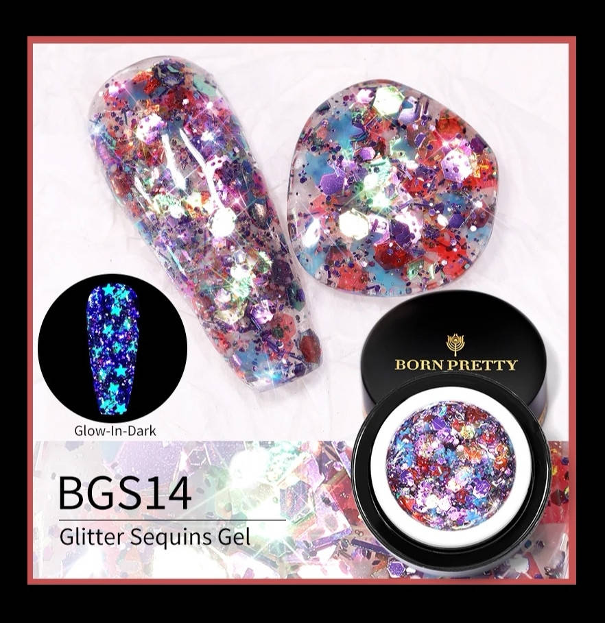 

Глиттер гель, светящийся "Born Pretty" 5г, BGS14