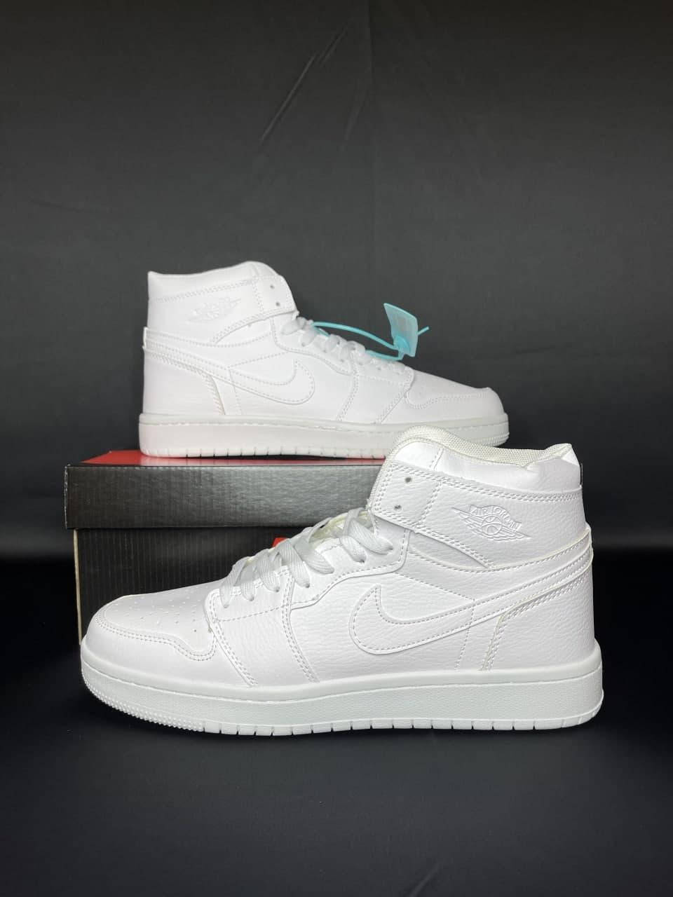 

Модные качественные демисезонные кроссовки N!ke Air Jordan 1 High Triple White белые, Белый