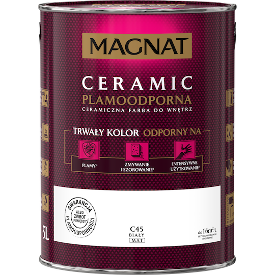 

Краска керамическая для интерьеров Magnat CERAMIC база А белая матовая 4,5 л