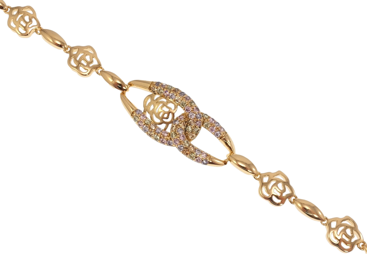 

Браслет Xuping Позолота 18K "Роза с петельками с цветным цирконием" длина с доп.замком 16.5,18.5см х 4-13мм