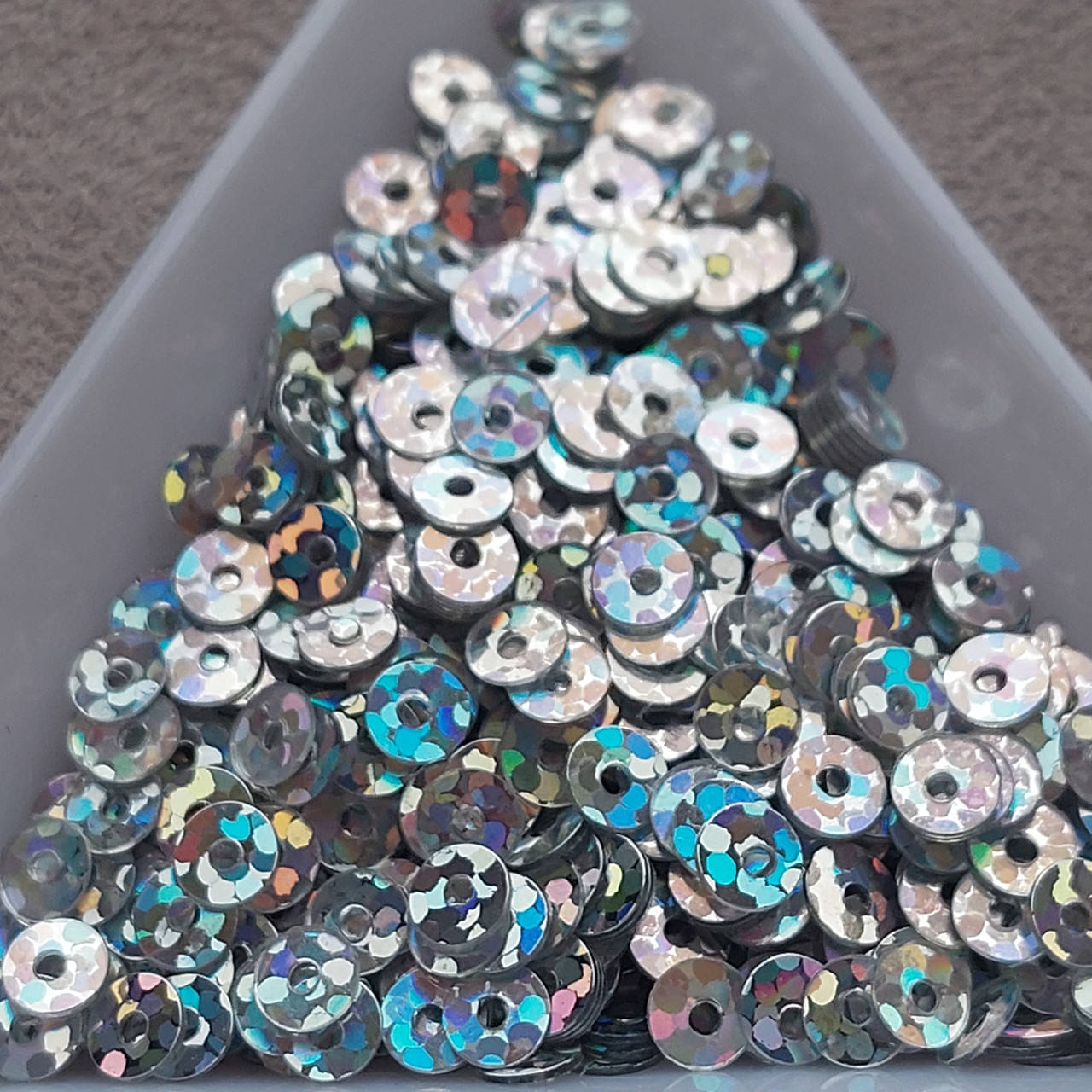 

Пайетки круглые плоские, 4мм, Серебро, 5г, Индия