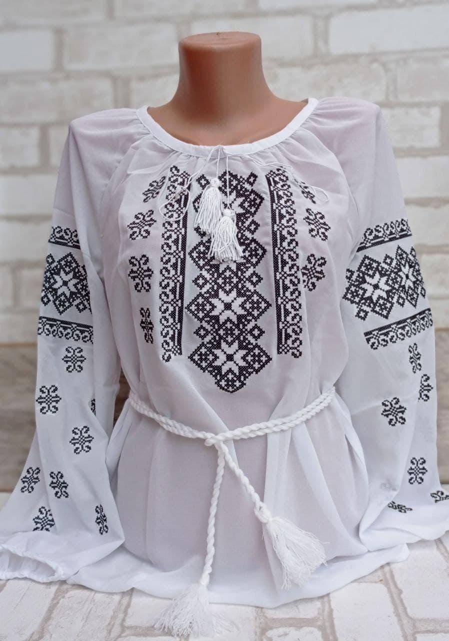 

Вышиванка шифоновая женская, с длинным рукавом, легкая, 42-58 р-ры, Разные цвета