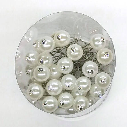 

Шпильки для волос с большой бусинкой 12мм, Светло-серый