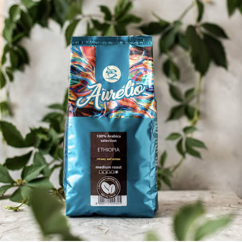 

AURELIO Зерно 1000 гр ** ETHIOPIA ** 100 % Арабіка * 10 шт. у ящику