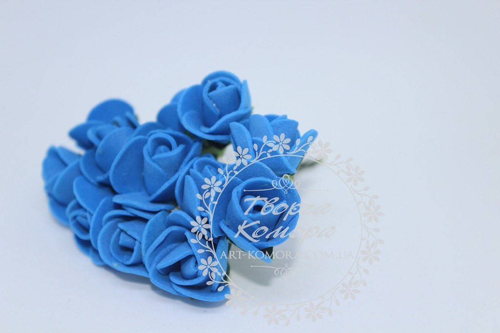 

Роза из фома синяя, 2 см (цена за 12 цветков)