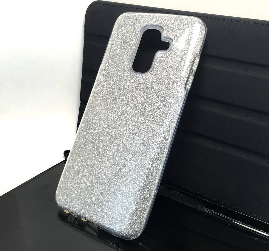 

Чехол накладка на заднюю панель glitter для Samsung A6 Plus 2018, (A605), Серебристый