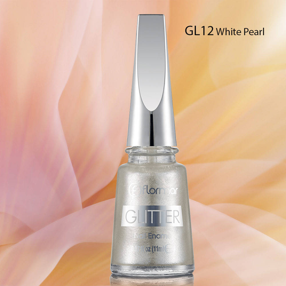 

Глітерні лаки для нігтів Flormar в асотрименті, 11мл GL12 White Pearl