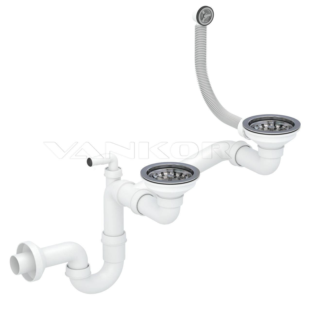 

Сифон СТАНДАРТ двойной VANKOR для мойки